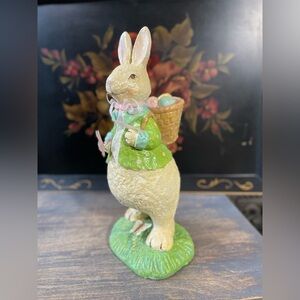 vintage Bunny Rabbit 11.5” Figurine Spring Easter Decor cottage French country